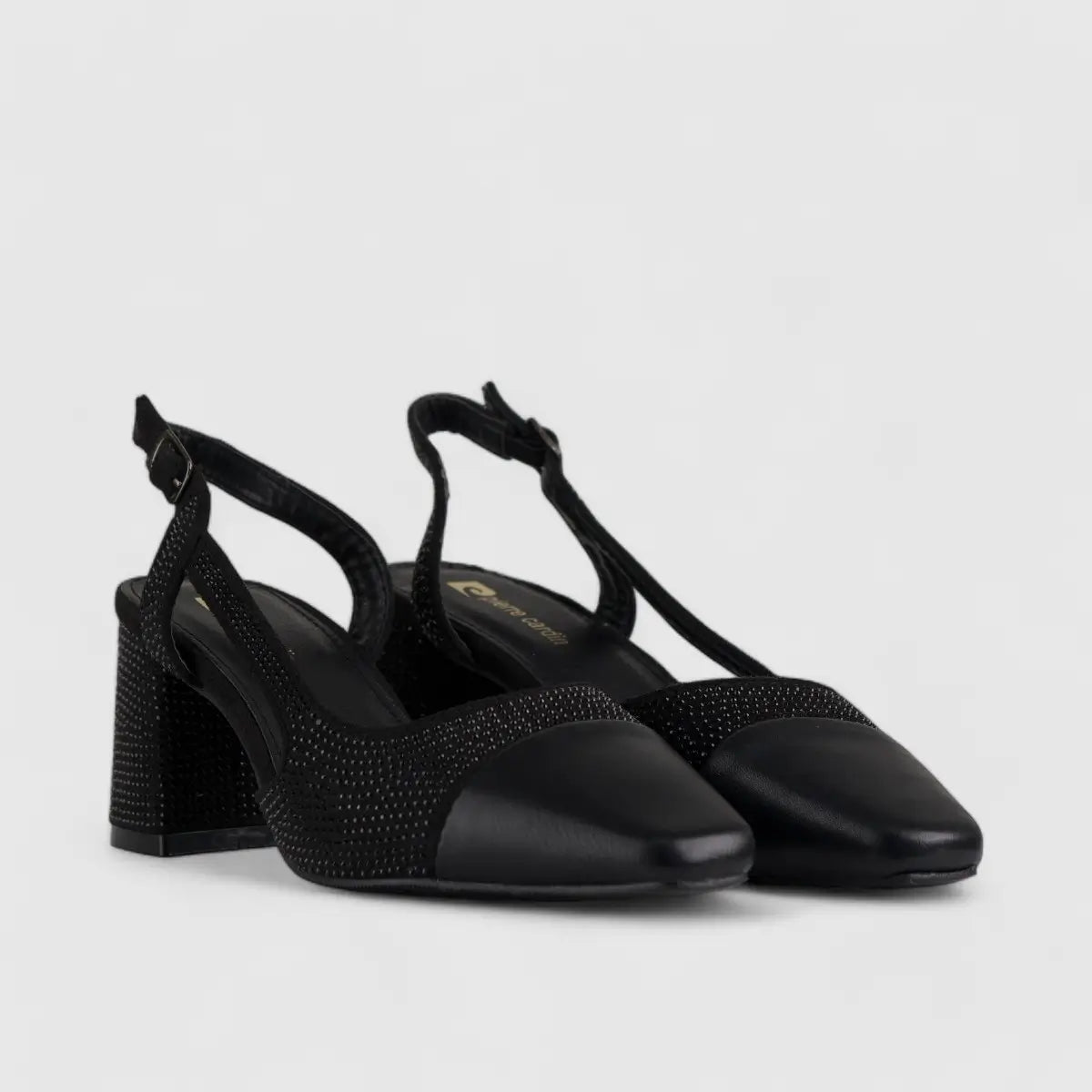 PC Slingback Court Shoe Black 10615 Heels | familyshoecentre