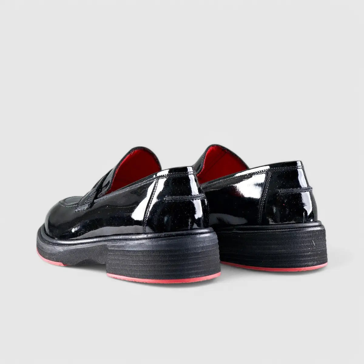 Chunky Sole Dress Loafers Black Patent 0236 FC36 Loafers | familyshoecentre