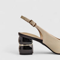 Capelli Rossi Leather Ladies Block Heel Court 11589 Beige CR72