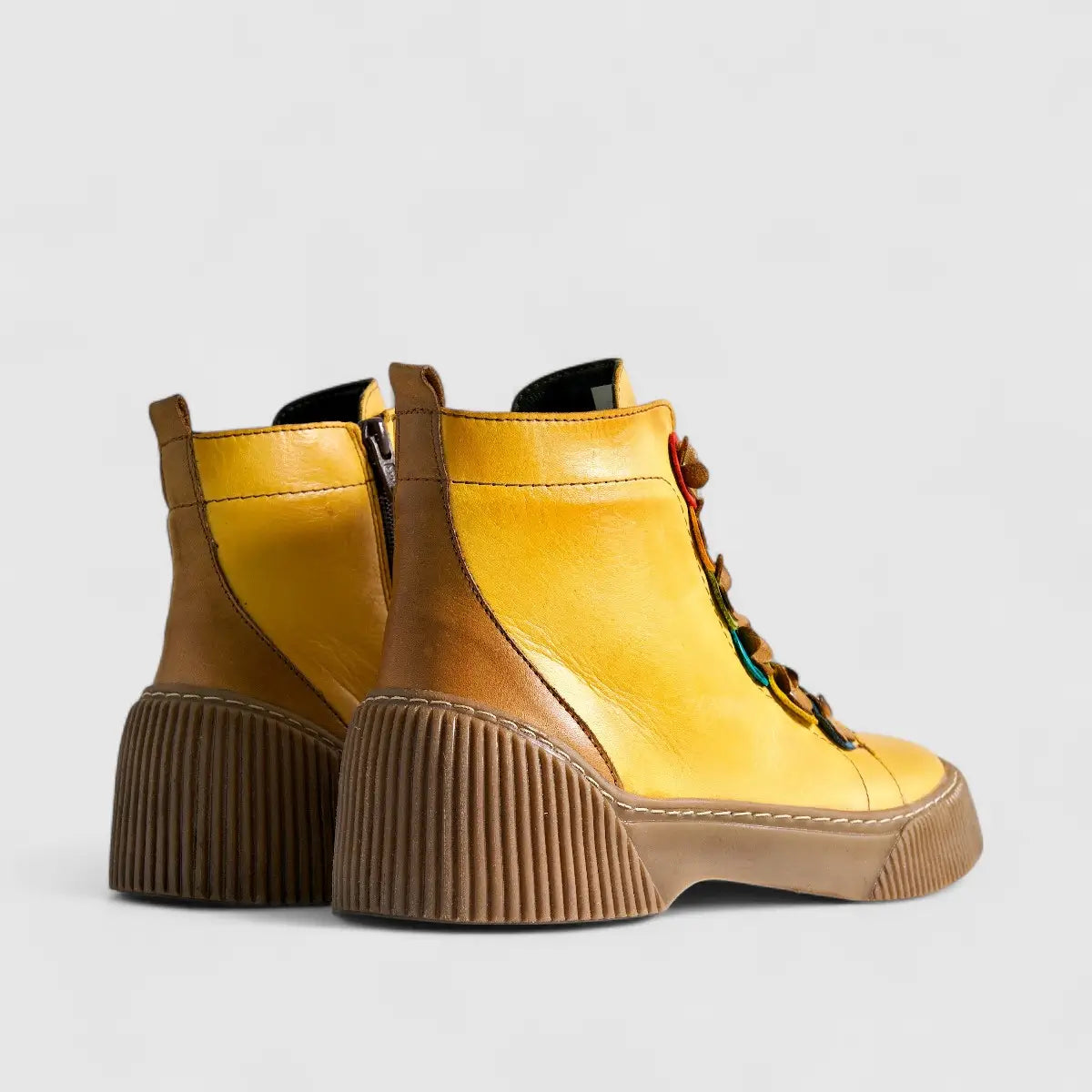 Karyoka Comfort Leather Boots 3120 Yellow Boots | familyshoecentre