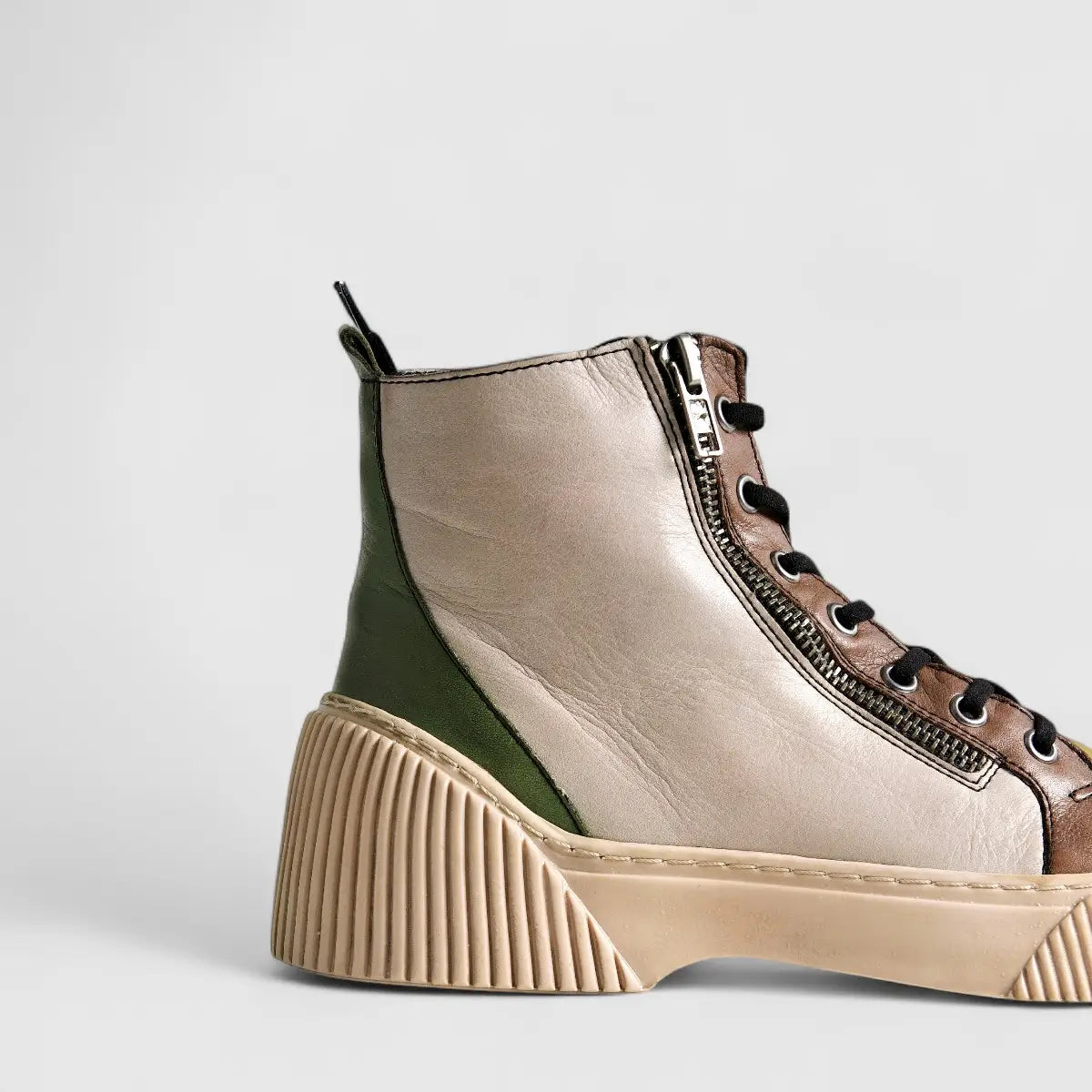 Karyoka Comfort Leather Boots 3142 Beige Multi Boots | familyshoecentre