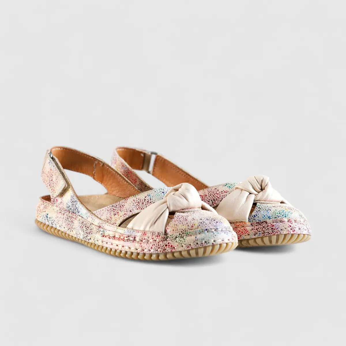 Karyoka Comfort Leather Casuals 6436 Beige Multi Sandals | familyshoecentre