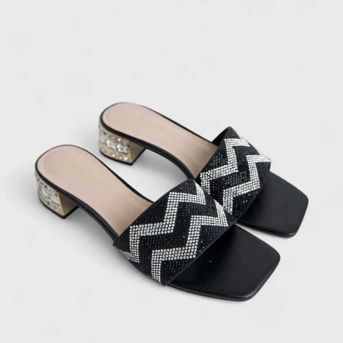 Bulbul Ladies Evening Block Heel Sandal Black HAR076