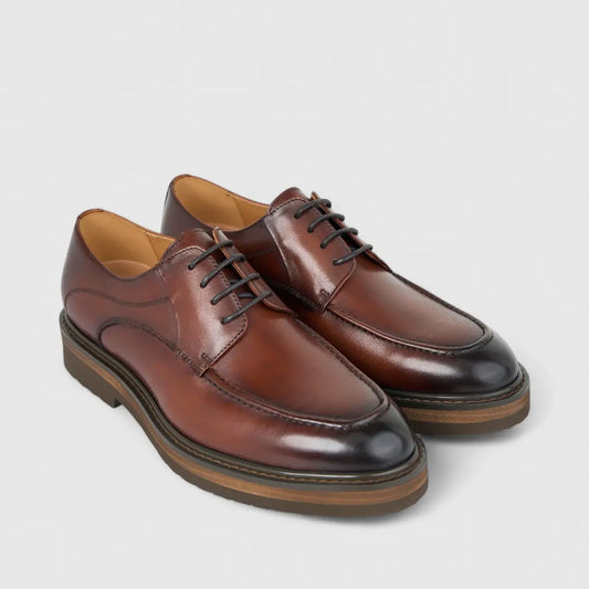 Fabino Men's (UK5 TO UK12) Chunky Sole Leather Lace Up M3220201 Brown FB19