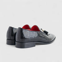 Formales Men's Leather Slip On With Tassel AE585-130 Black EL142