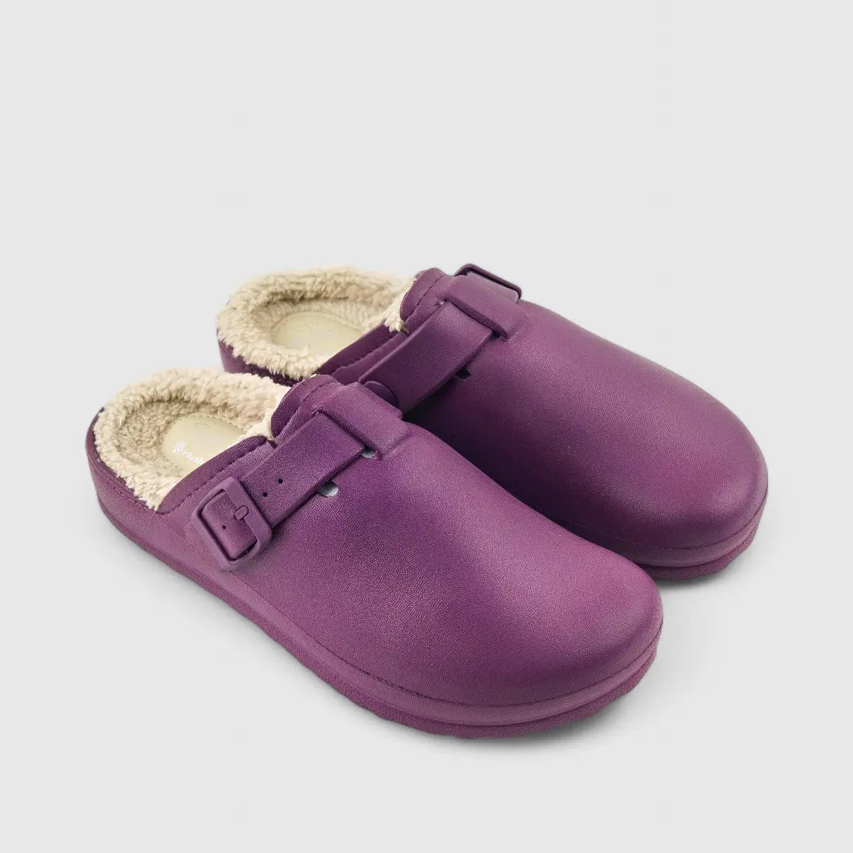 Soft Style By Hush Puppies Desi Fur Slippers Purple 01280 Slip-ons | familyshoecentre