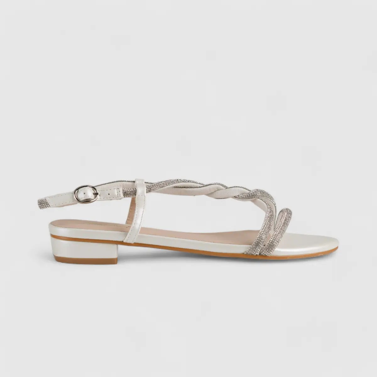 Bulbul Flat Bling  Sandal White HAR013