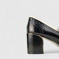 Bulbul Ladies Block Heel Shoe CAR-011 Black/White