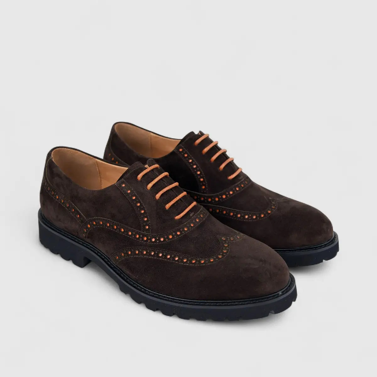 Formales Men's Suede Chunky Sole Lace Up FY266001 Coffee FD12