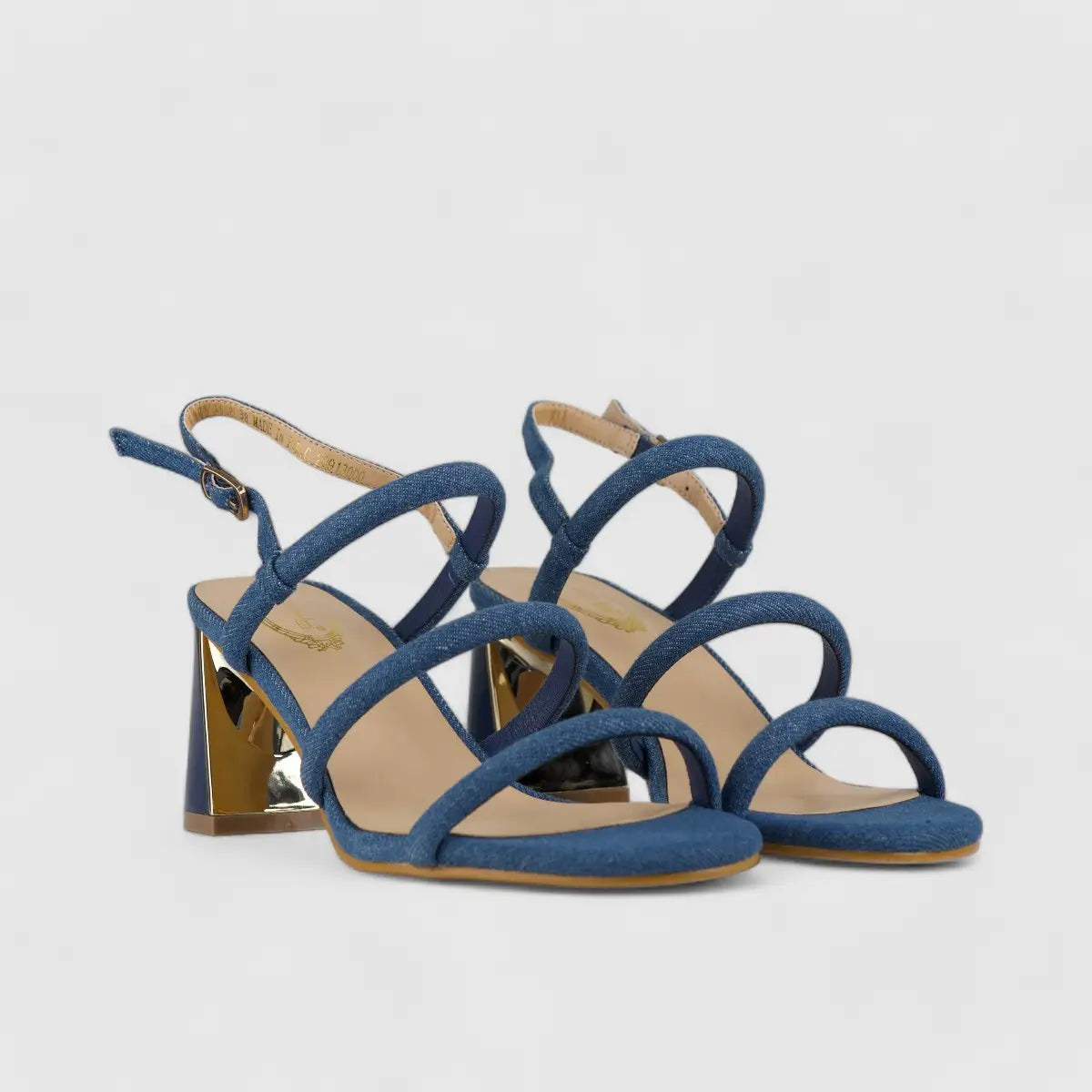 Bulbul Block Heel Sandal Blue CAR5018 Heels | familyshoecentre
