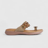 Bulbul Ladies Ethnic Comfort Sandal Beige HAR069