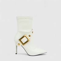 Bulbul Ladies Stiletto Heel Ankle Boot Off White CAR26-6