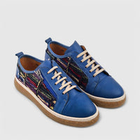 Dimato Leather Casual Sneaker Blue 003.1545 Sneakers | familyshoecentre