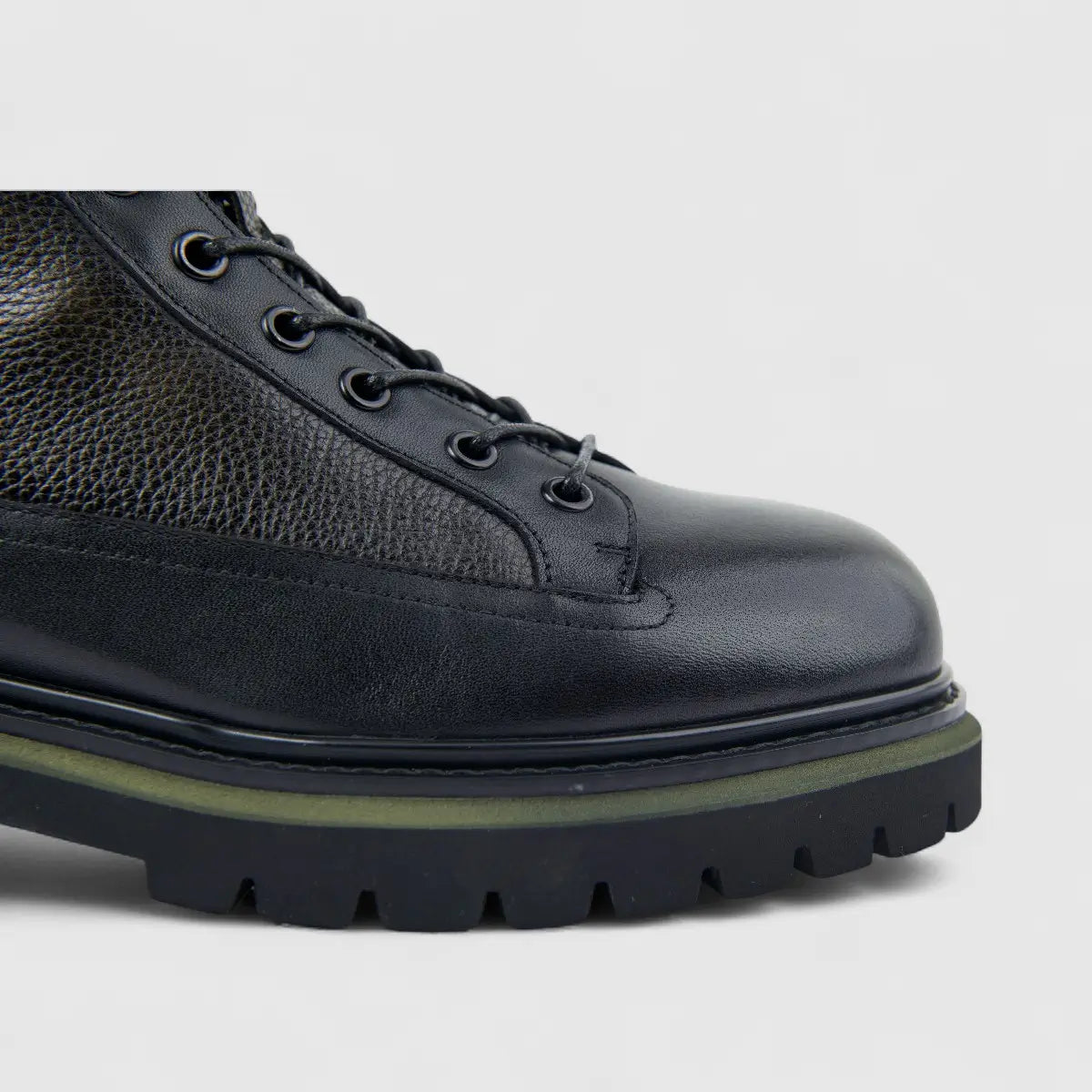 Formales Men's Leather Chunky Sole Lace Up Boot FW267001 Black FD1