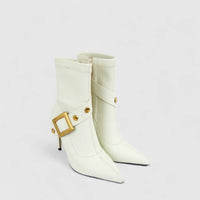 Bulbul Ladies Stiletto Heel Ankle Boot Off White CAR26-6