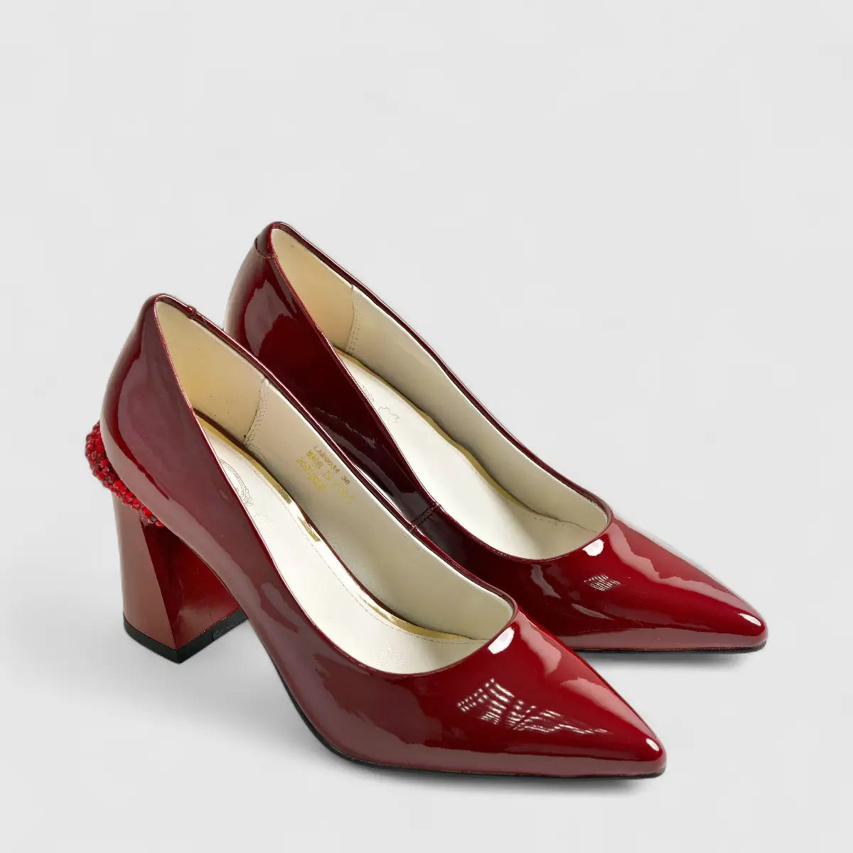 Bulbul Leather Heel Shoe Burgandy LAR6034 Heels | familyshoecentre