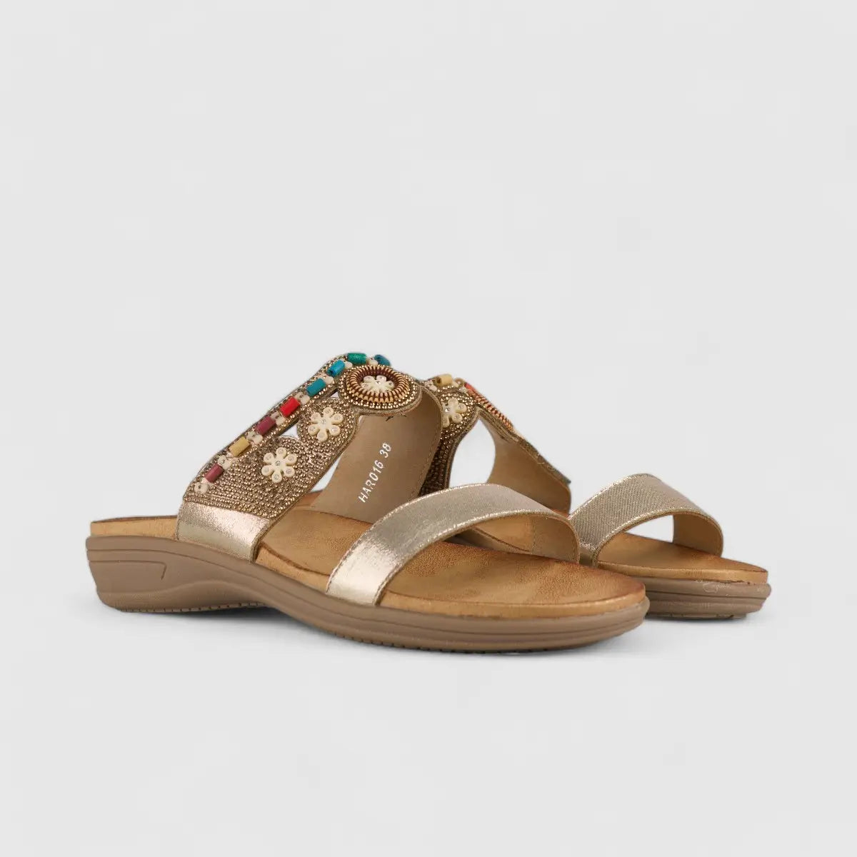 Bulbul Flat Bling Sandal Gold HAR016 Sandals | familyshoecentre
