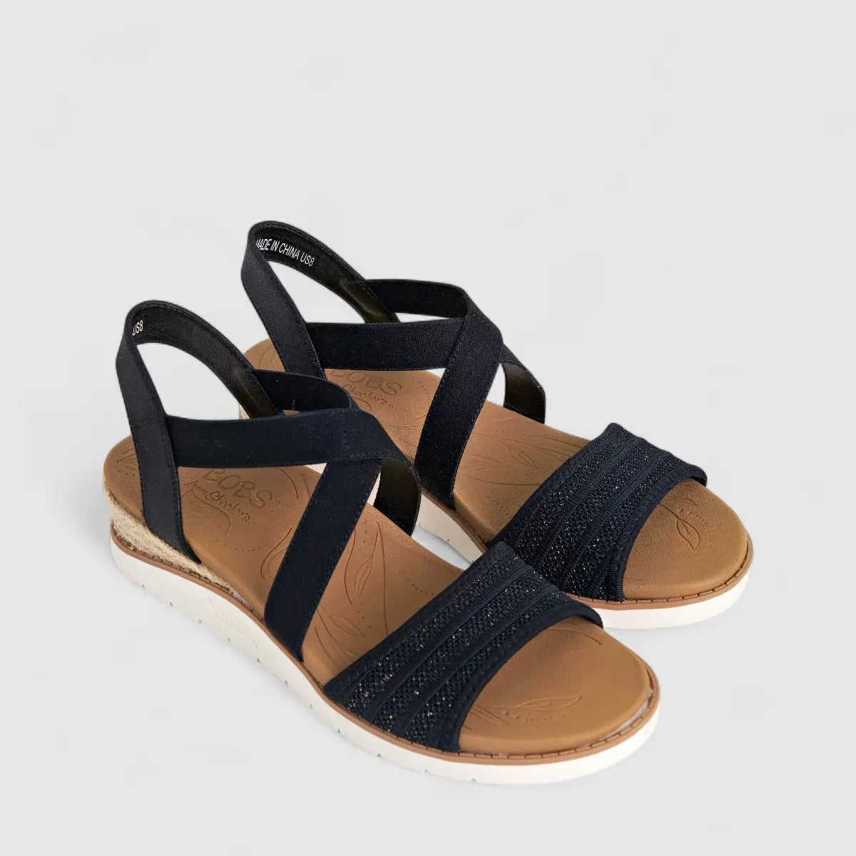 Skechers Ladies Comfort Espadrille Wedge Arch Fit 114013  Beach Kiss Black SW90
