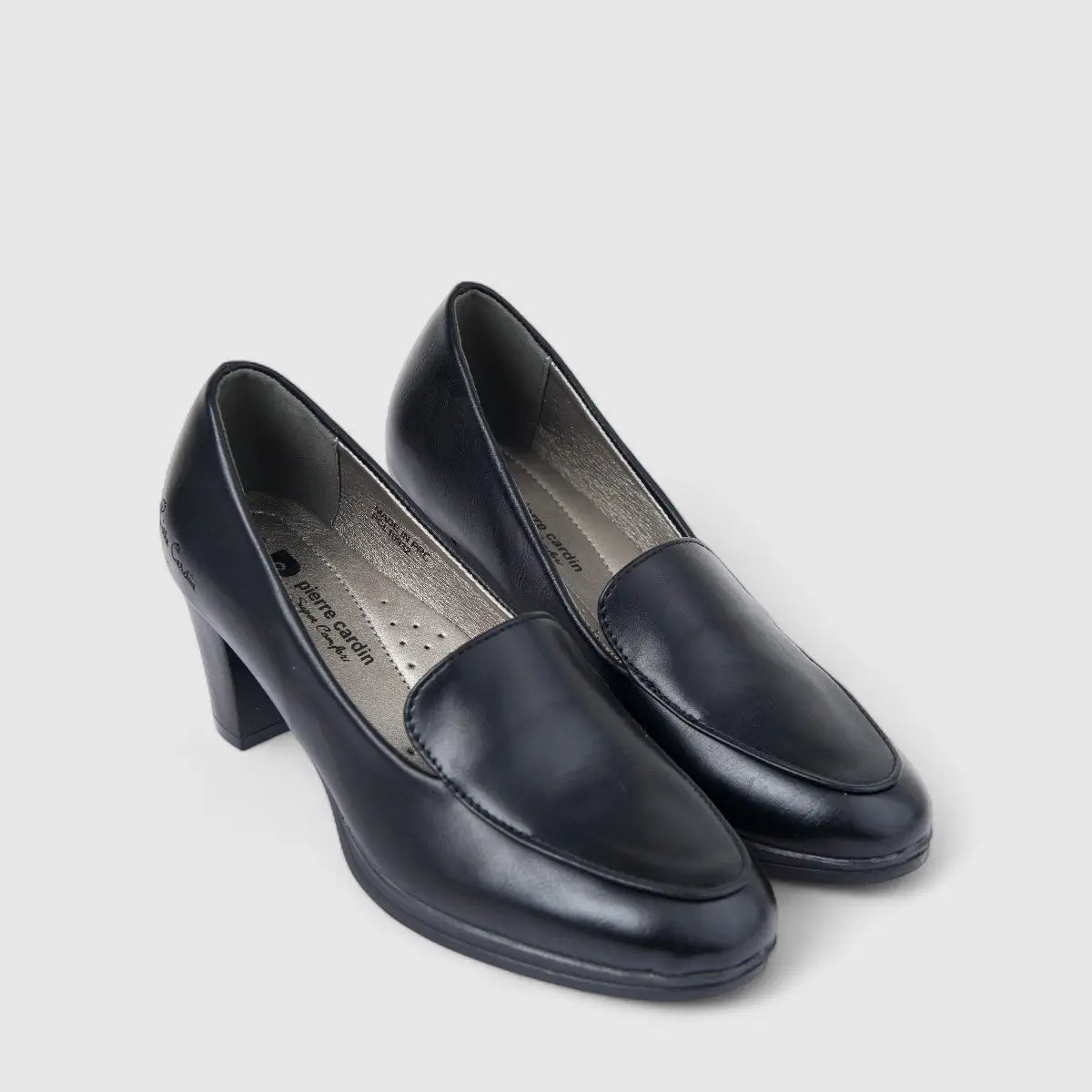 PC Ladies Slipper Cut Dress Block Heel Shoe PCL10932 Black PC366
