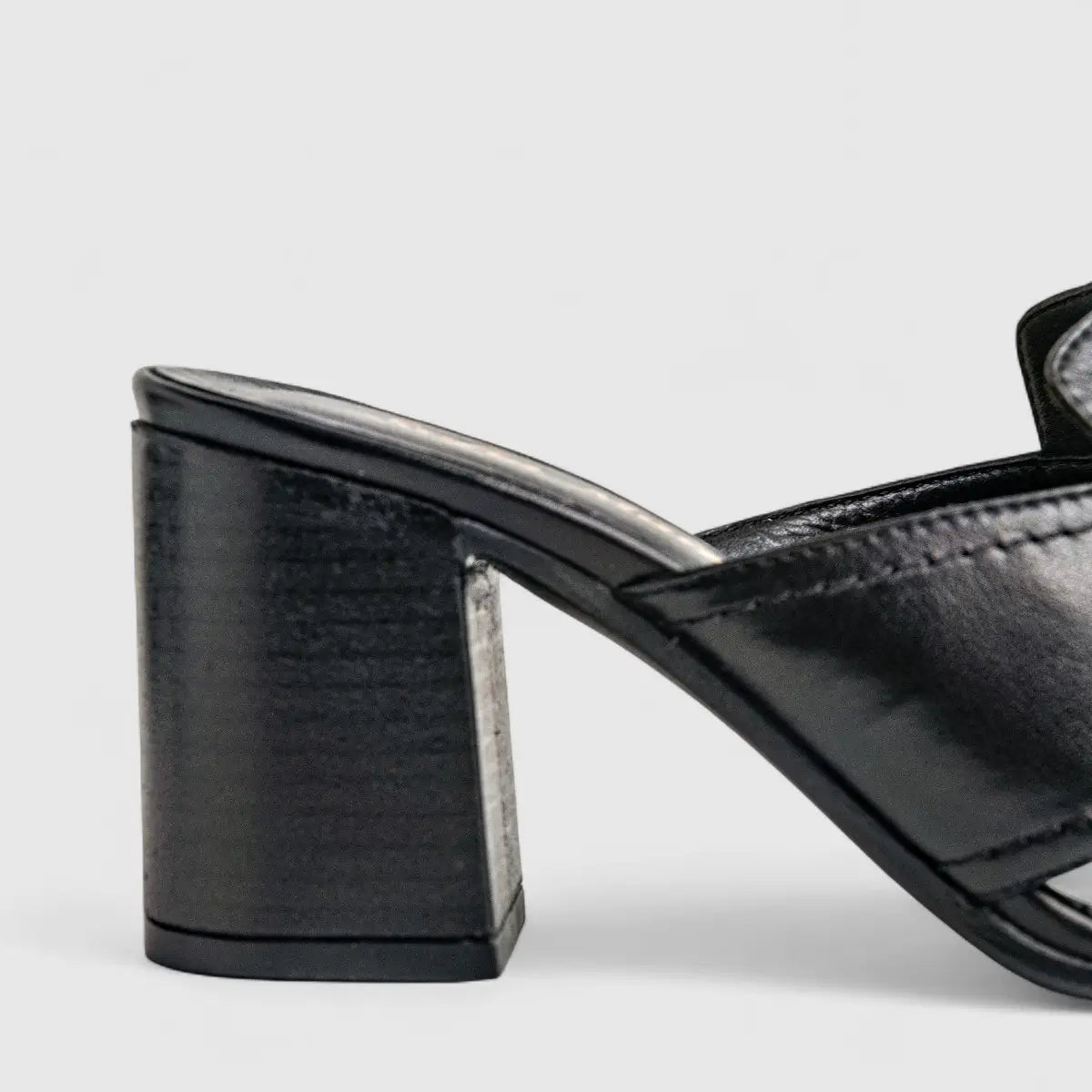 Sofia Mare Ladies Leather Comfort Push In Block Heel Sandal 11806 Black SF74