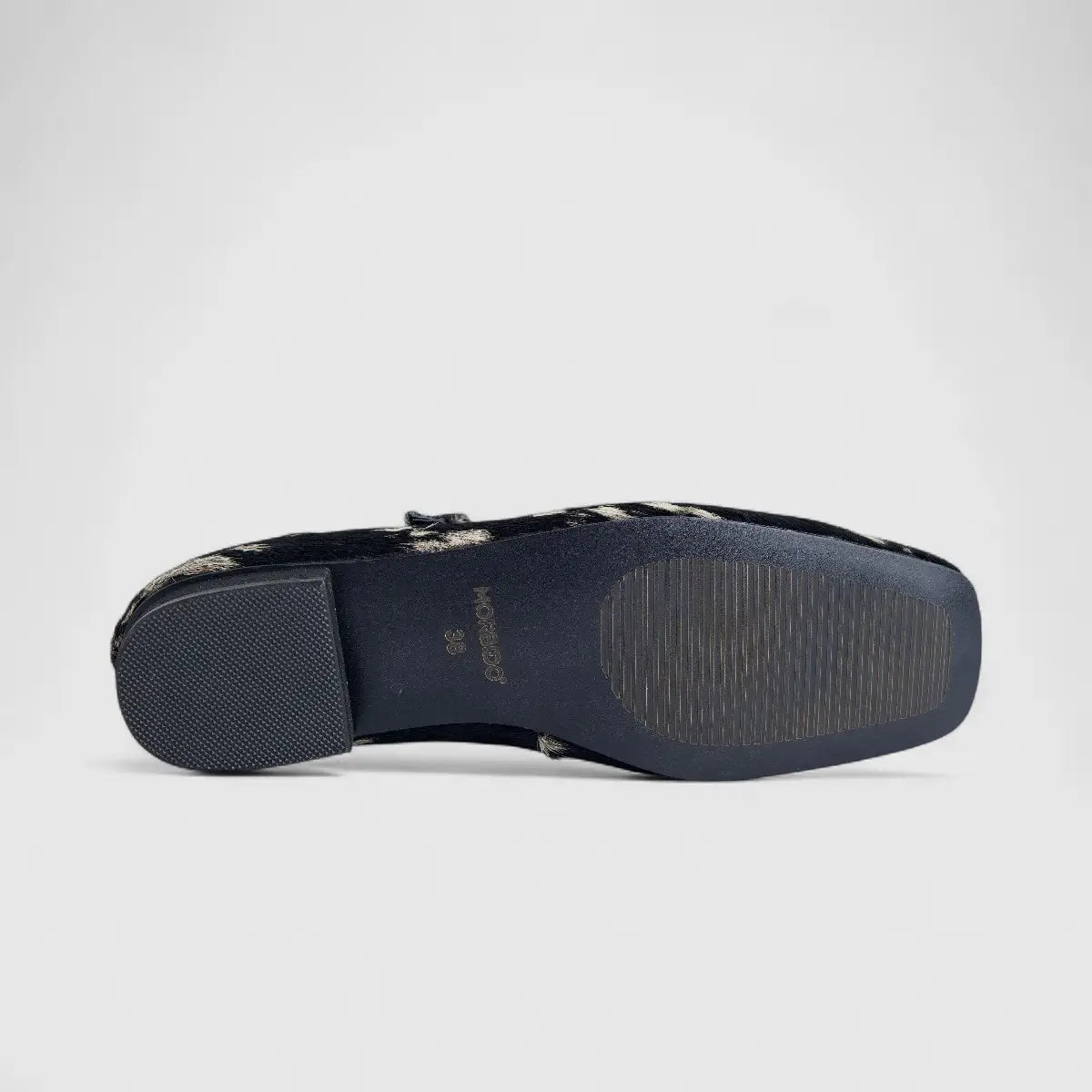 Morbido Ladies Leather Shoe Black Horse Hair PON014