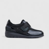 Hush Puppies Ladies Comfort Shoe With Velcro  HPL01471 Delphine Black HL271