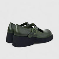 Sofia Mare Ladies Leather Mary Jane Shoe With Chunky Sole 12072 Dark Olive SF88