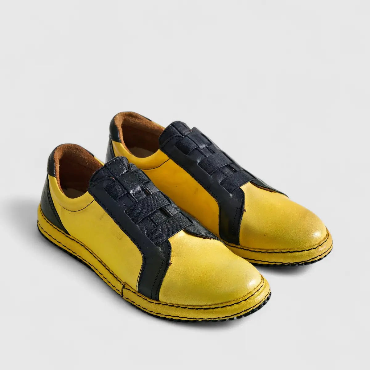 Karyoka Comfort Leather Boots 6467 Black/Yellow Oxfords | familyshoecentre
