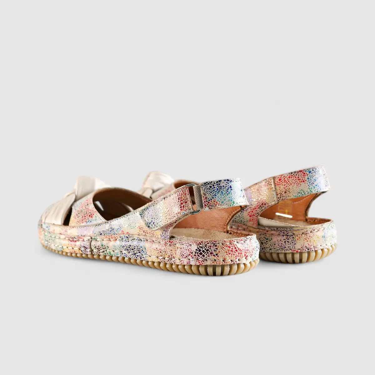 Karyoka Comfort Leather Casuals 6436 Beige Multi Sandals | familyshoecentre