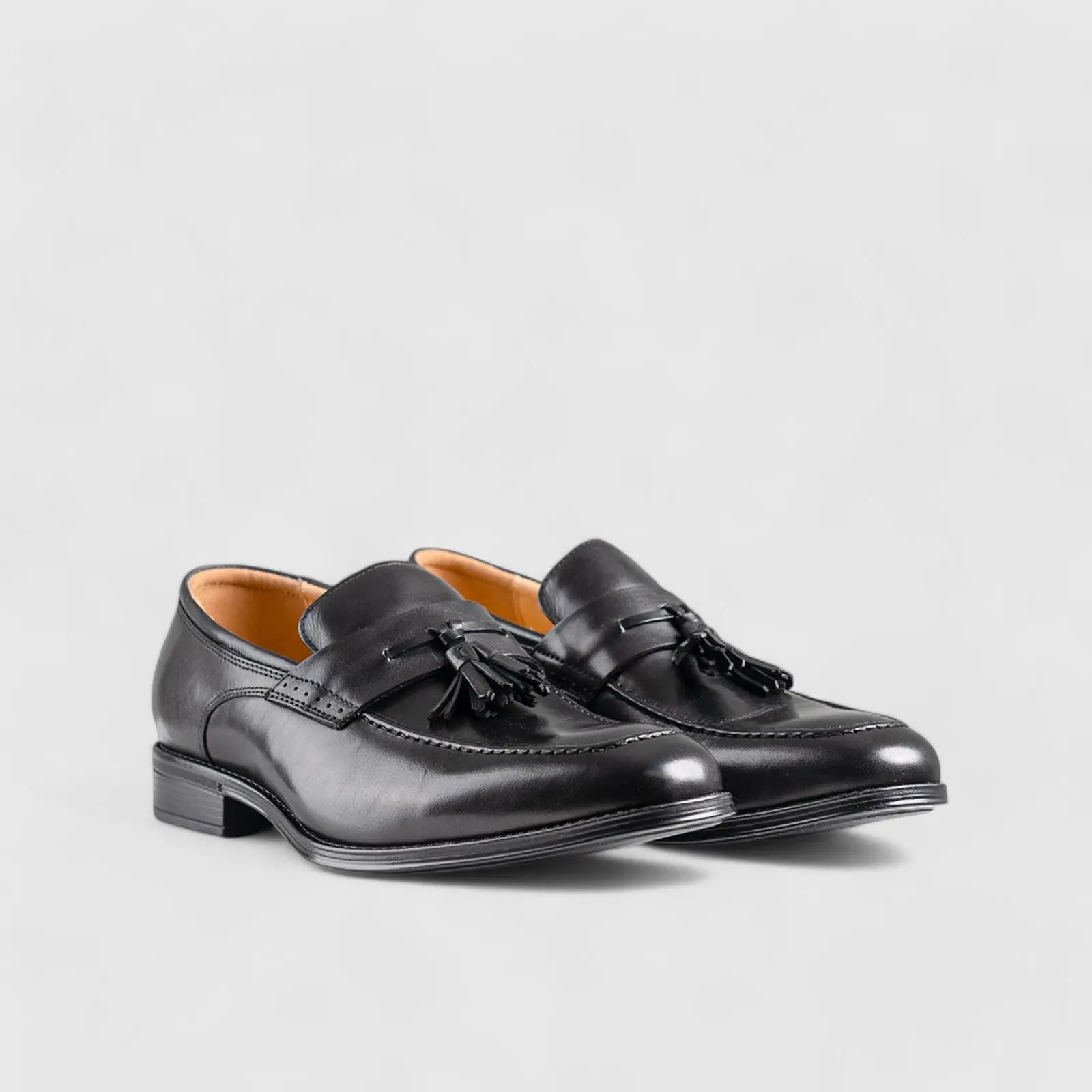 Amelio Tassel Slip On Black Loafers | familyshoecentre