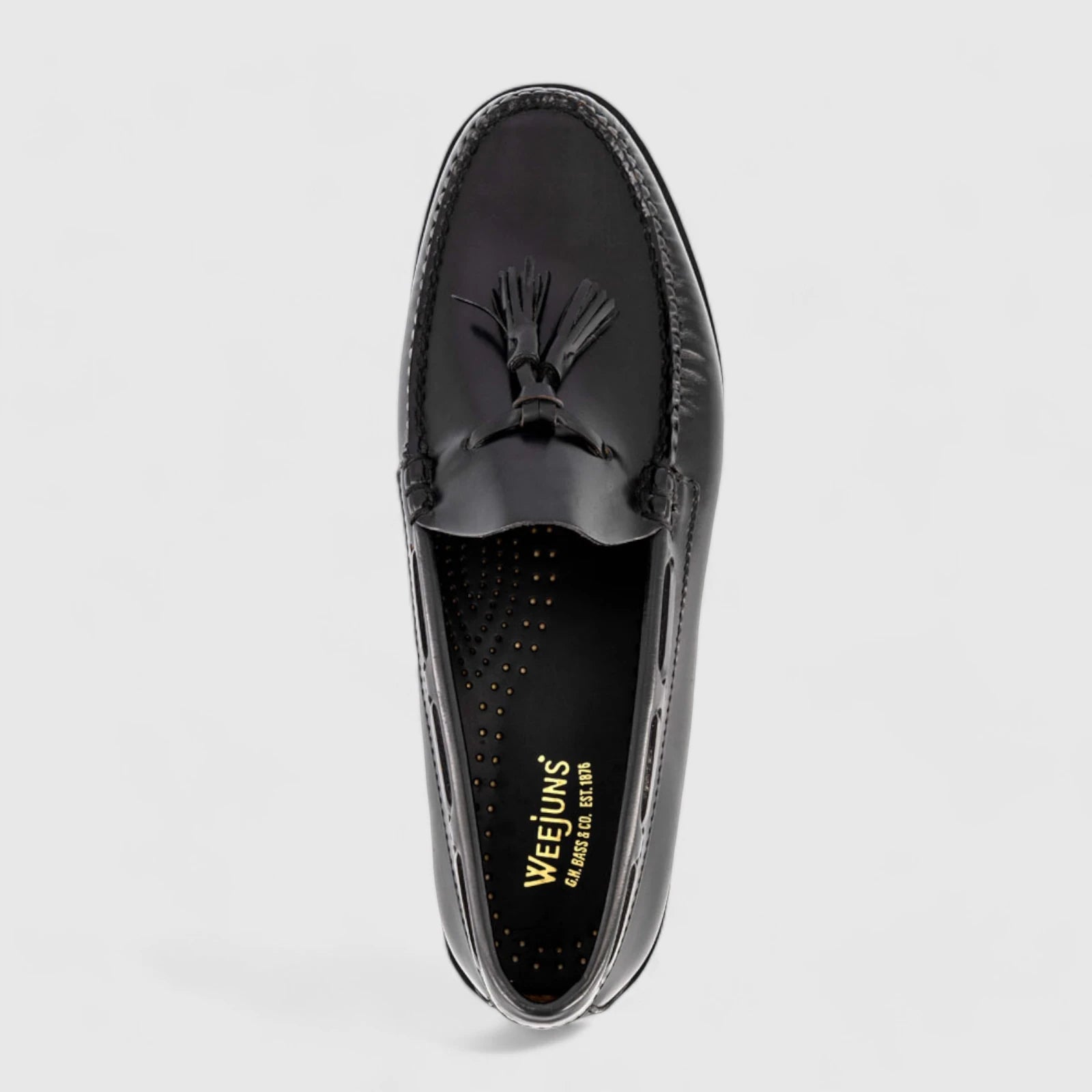 Bass Larkin Moc Tassel 11015 Black Loafers | familyshoecentre