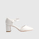 Block Heel Court Shoe 10614 White Heels | familyshoecentre