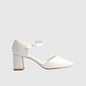 Block Heel Court Shoe 10614 White Heels | familyshoecentre