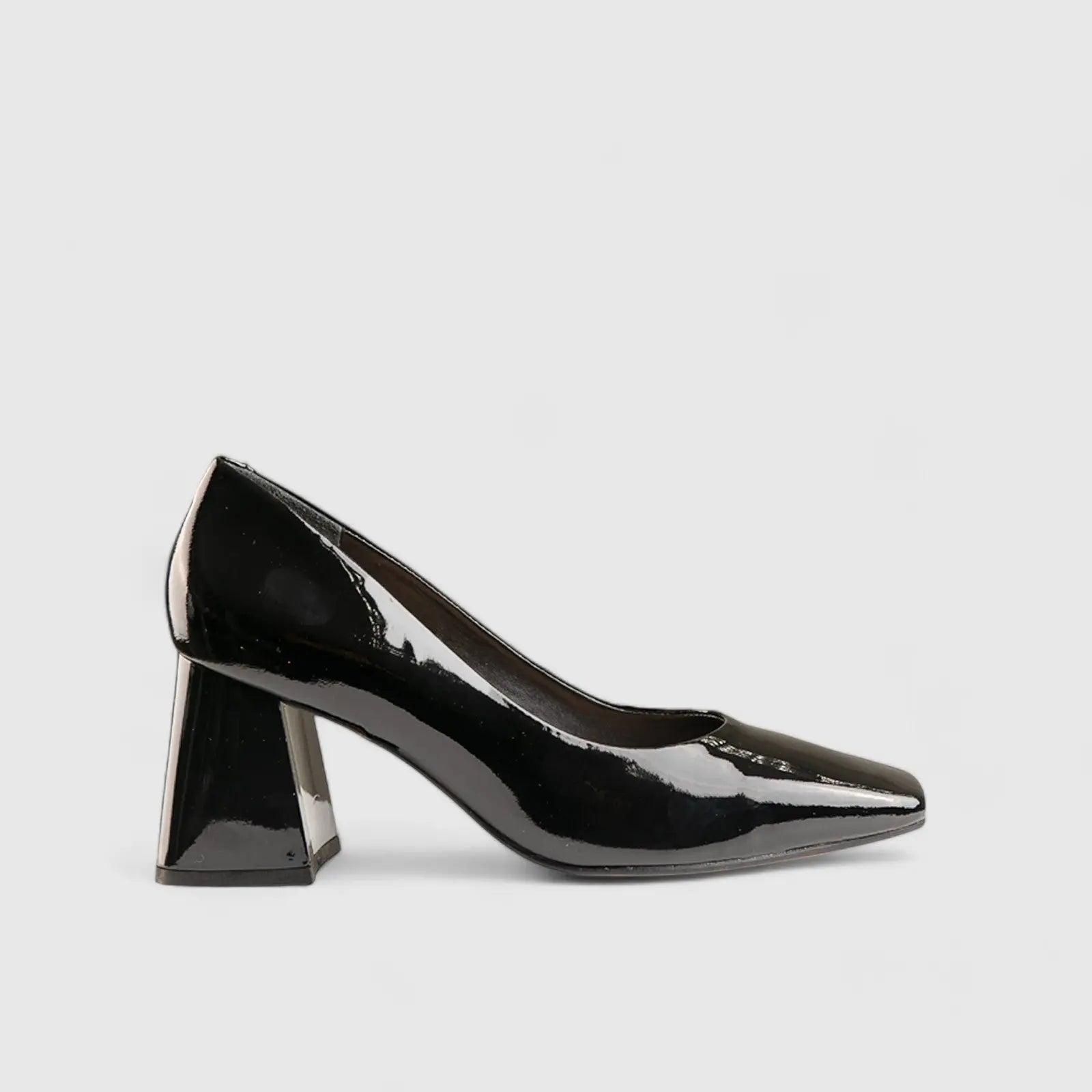 Block Heel Court Shoe Black Patent 11032 Heels | familyshoecentre