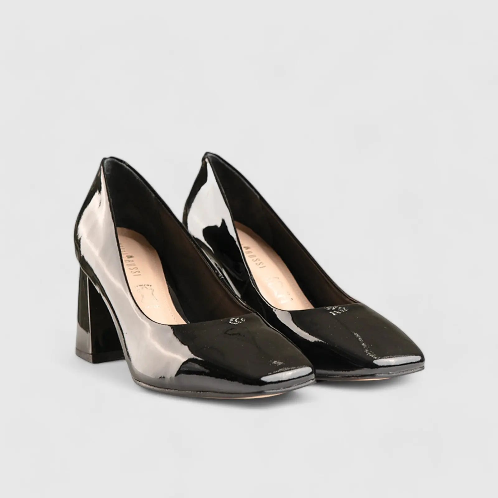 Block Heel Court Shoe Black Patent 11032 Heels | familyshoecentre