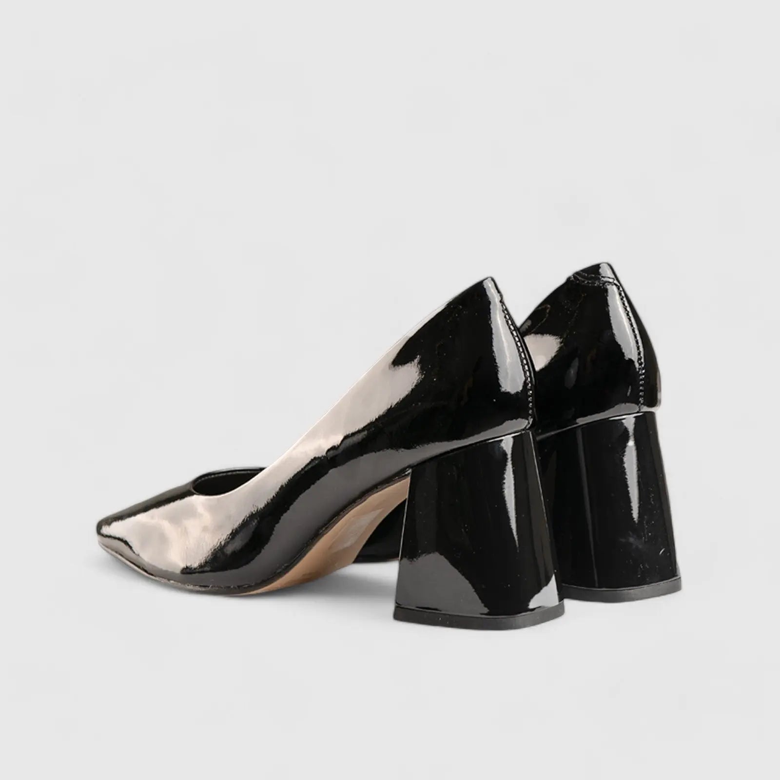 Block Heel Court Shoe Black Patent 11032 Heels | familyshoecentre