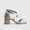 Block Heel Leather Sandal Grey Multi 11230 Heels | familyshoecentre