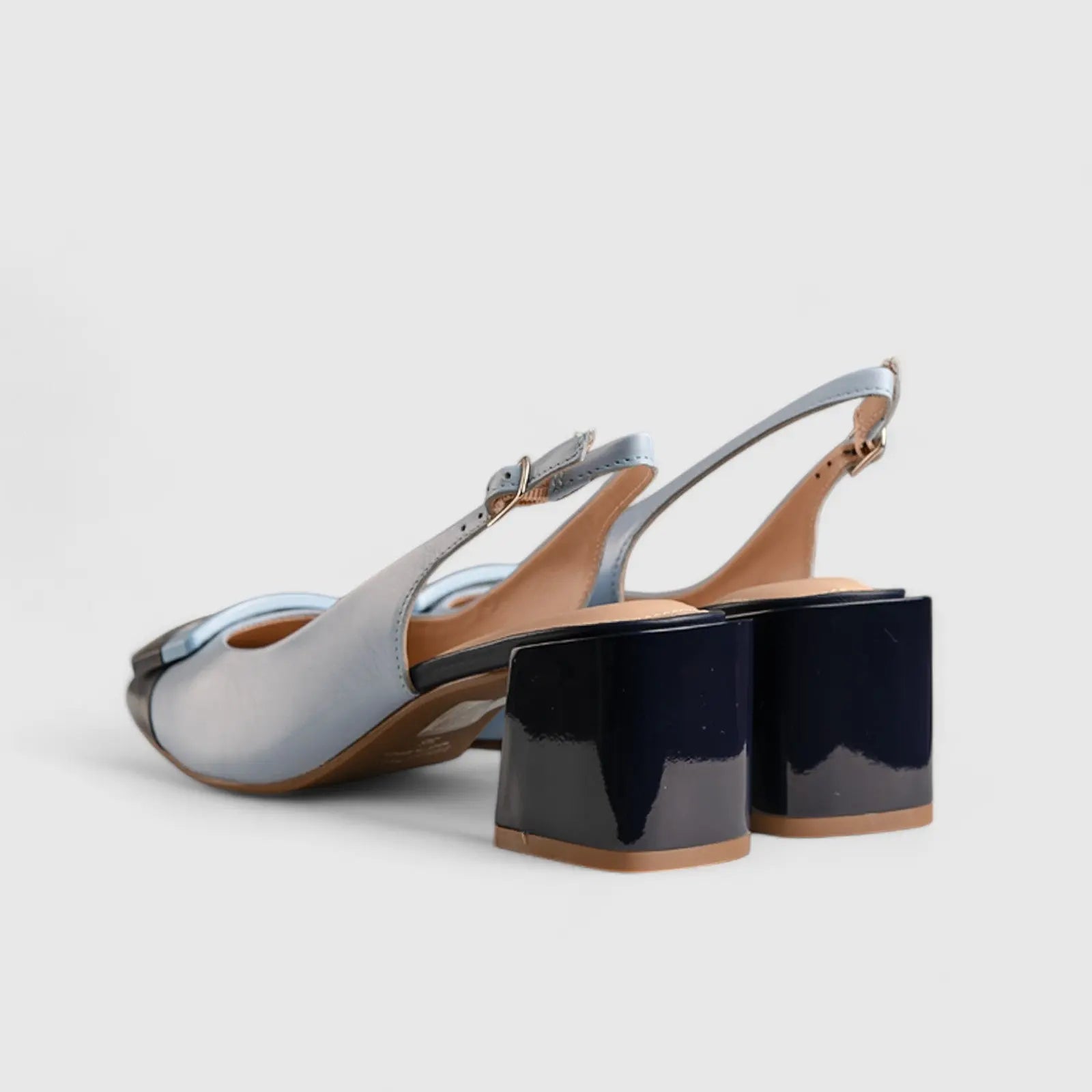 Block Heel Court Navy/Blue 11242 Heels | familyshoecentre