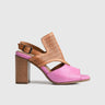 Leather Comfort High Heel Sandal Pink/Brown 8335 Sandals | familyshoecentre