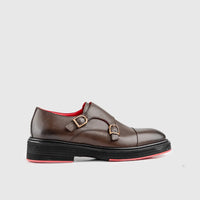 Chunky Sole Dress Double Monk Loafers 9769 Brown Oxfords | familyshoecentre