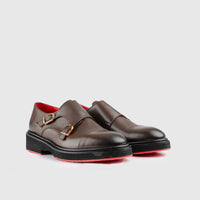 Chunky Sole Dress Double Monk Loafers 9769 Brown Oxfords | familyshoecentre