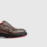 Chunky Sole Dress Double Monk Loafers 9769 Brown Oxfords | familyshoecentre