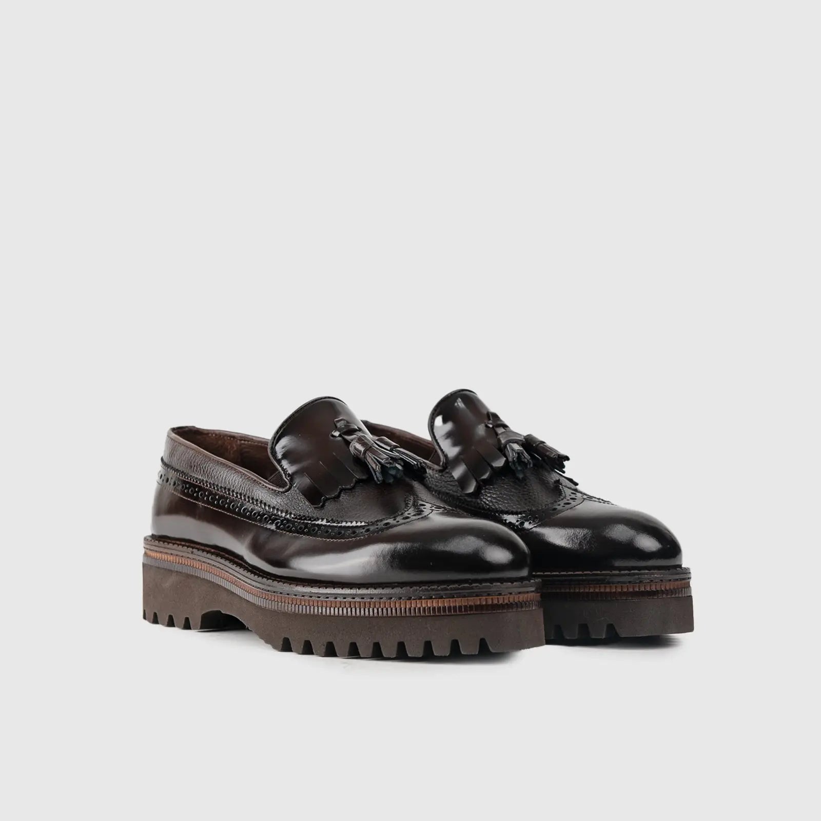 Chunky Sole Dress Loafers 66730 Brown – familyshoecentre