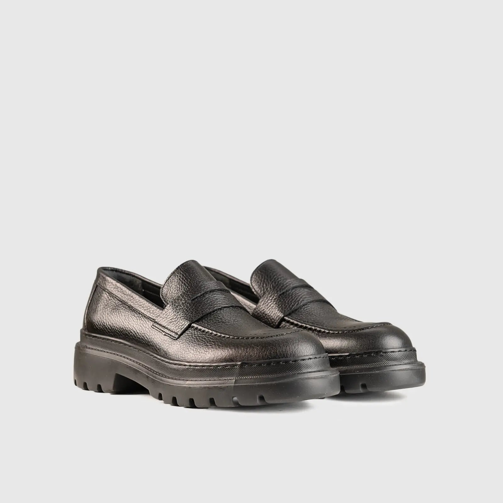 Chunky Sole Dress Loafers Black Pebble 2305 Loafers | familyshoecentre