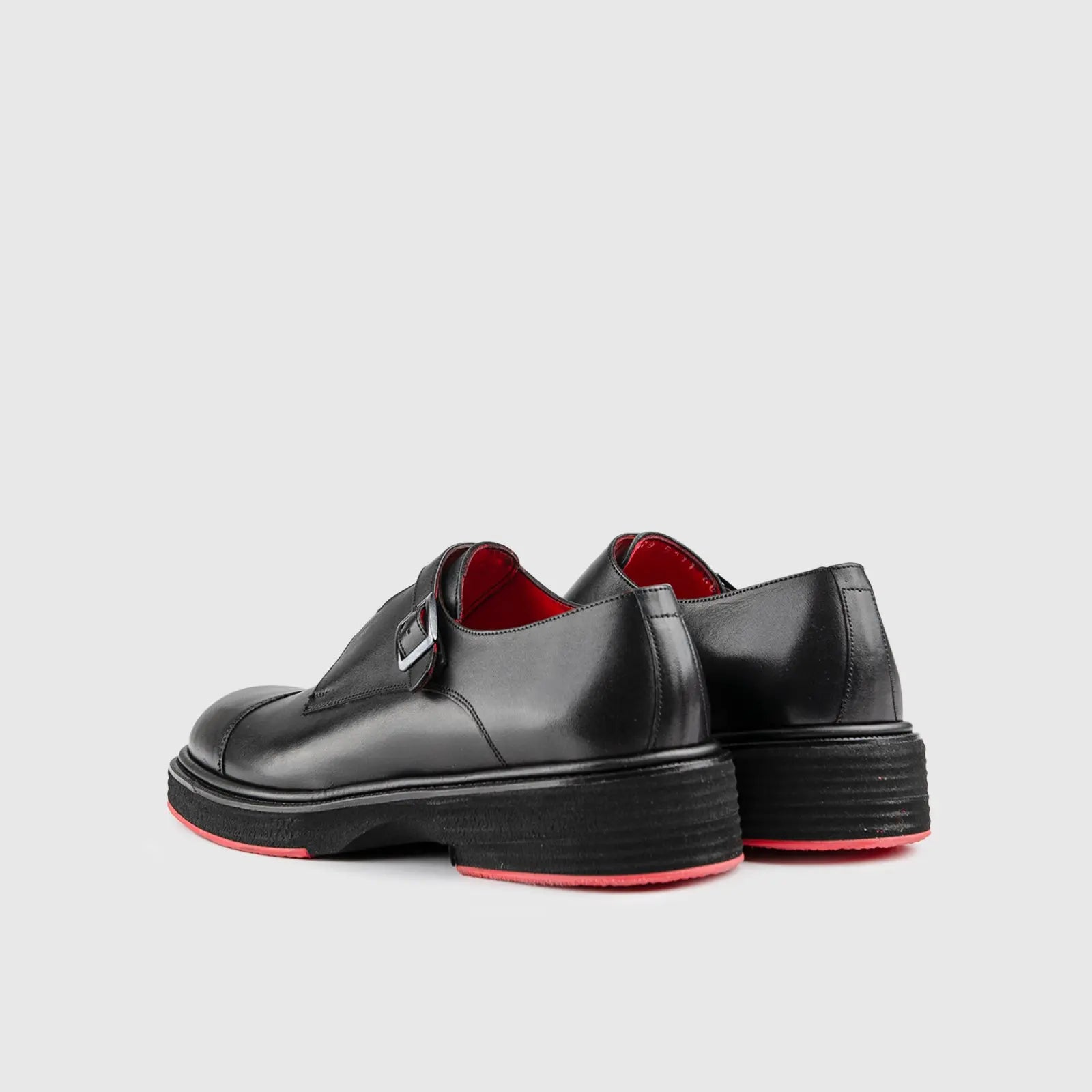 Chunky Sole Dress Monk Strap Loafers Black 0156 Oxfords | familyshoecentre