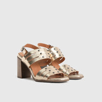 Comfort Block Heel Sandal Gold 7100 Heels | familyshoecentre