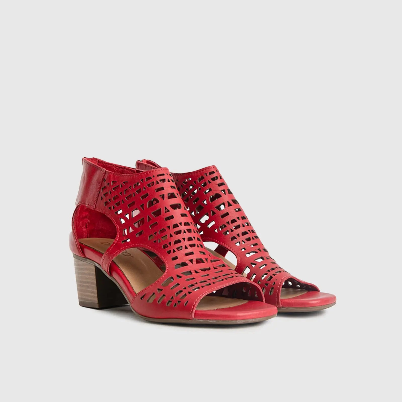 Comfort Block Heel Sandal Red 8426 Heels | familyshoecentre