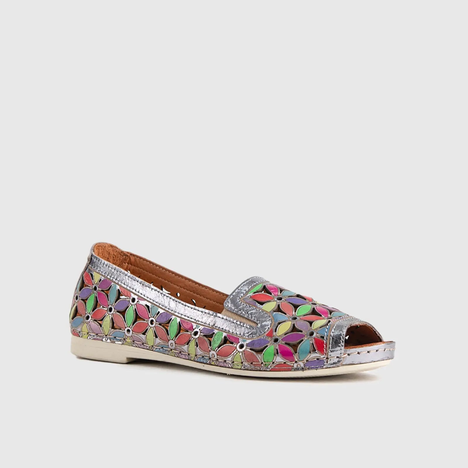 Comfort Leather Casuals 1105 Pewter Multi Pumps | familyshoecentre