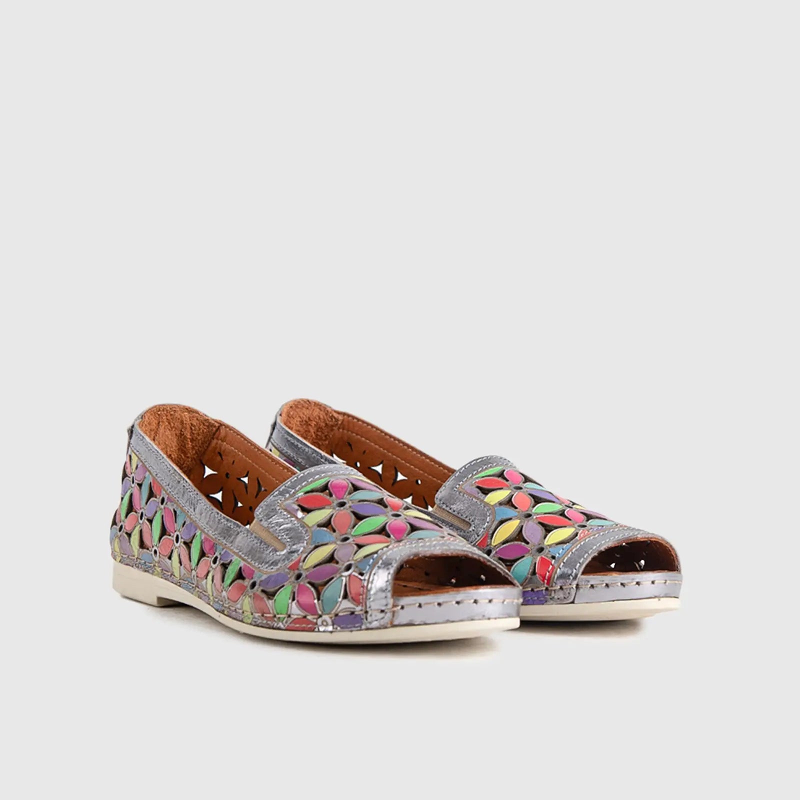 Comfort Leather Casuals 1105 Pewter Multi Pumps | familyshoecentre
