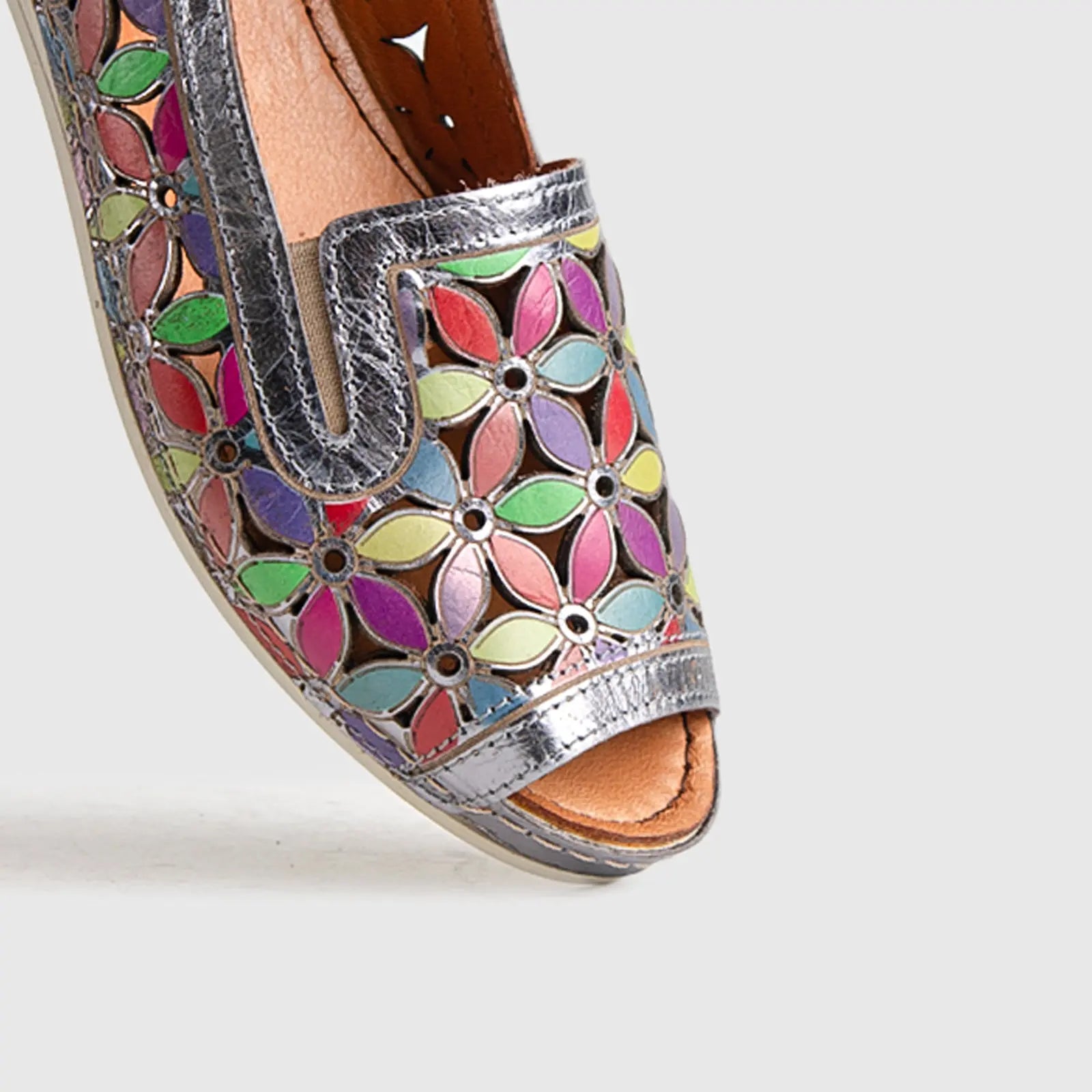 Comfort Leather Casuals 1105 Pewter Multi Pumps | familyshoecentre